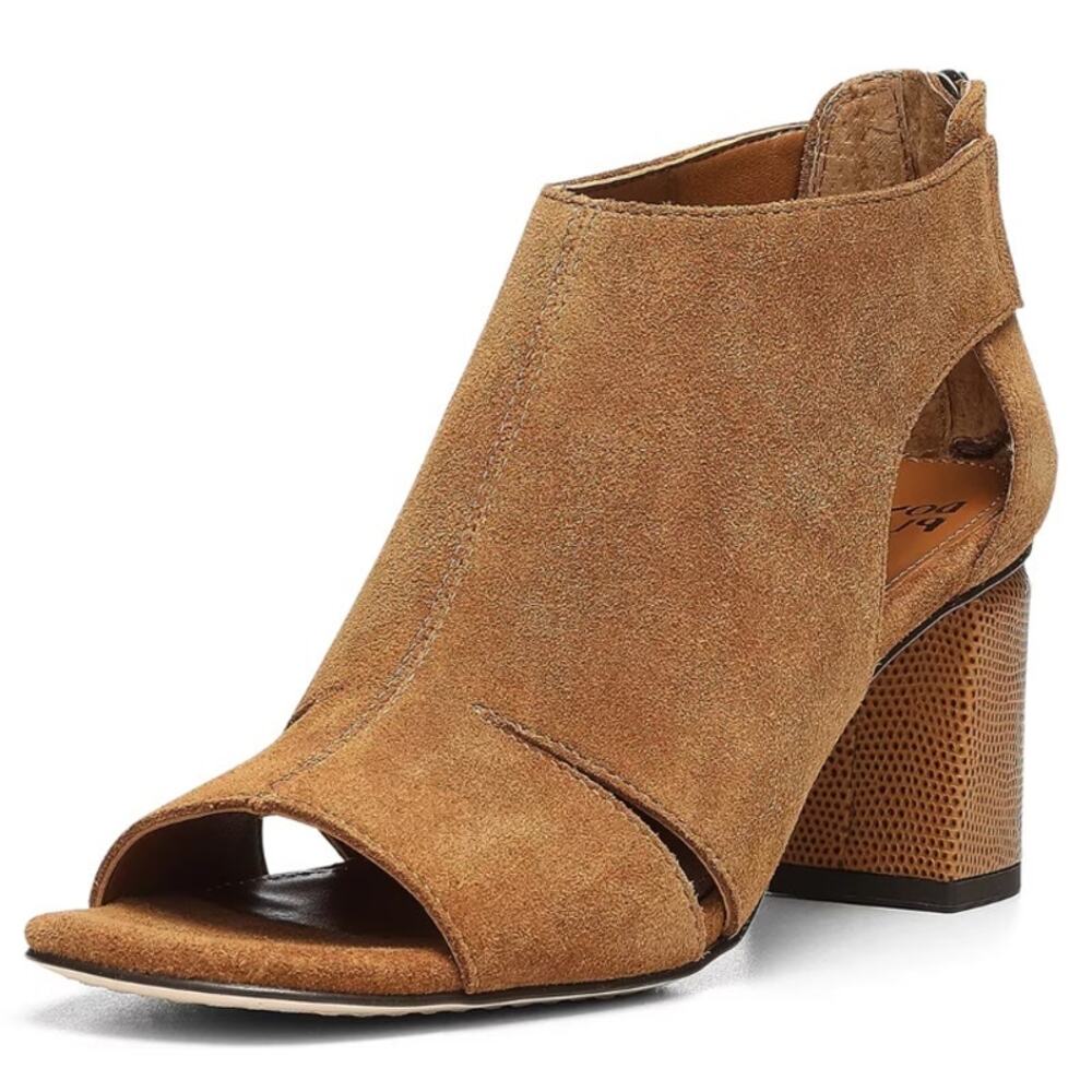 Donald Pliner Womens Perra Heel Sandal US 11 M Light Brown Suede EUC
